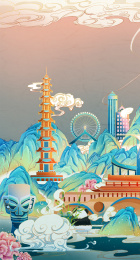 山水和成都建筑中的熊猫