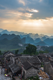 广东清远连南县千年瑶寨午后晴天风光