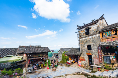 广东清远连南县千年瑶寨午后晴天风光