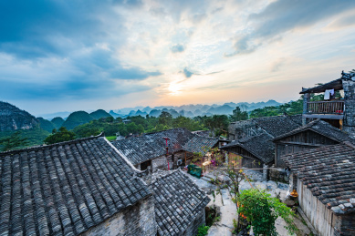 广东清远连南县千年瑶寨午后晴天风光