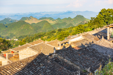 广东清远连南县千年瑶寨午后晴天风光