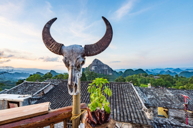 广东清远连南县千年瑶寨午后晴天风光