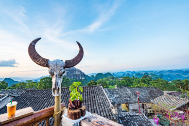 广东清远连南县千年瑶寨午后晴天风光