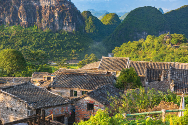 广东清远连南县千年瑶寨午后晴天风光