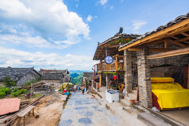 广东清远连南县千年瑶寨午后晴天风光