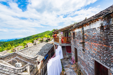 广东清远连南县千年瑶寨午后晴天风光