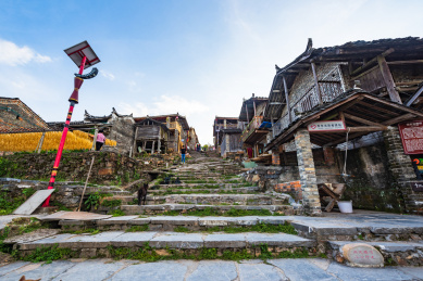 广东清远连南县千年瑶寨午后晴天风光