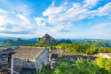 广东清远连南县千年瑶寨午后晴天风光