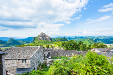 广东清远连南县千年瑶寨午后晴天风光