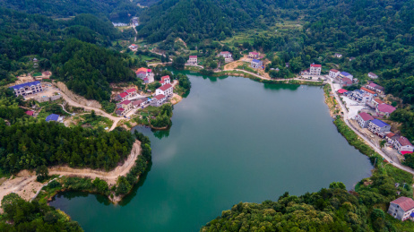 航拍湖南岳阳饮用水源地,铁山水库