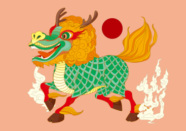 矢量瑞兽神兽麒麟神话动物