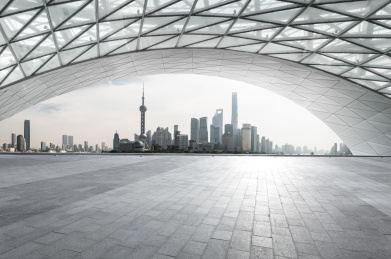 上海金融中央商务区CBD天际线的道路