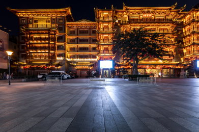 广东省广州老城区金融商业步行街
