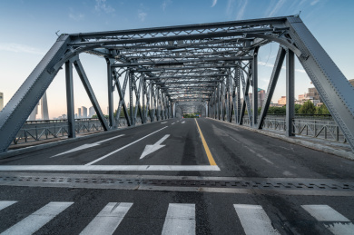 上海天际线和空旷道路的建筑物