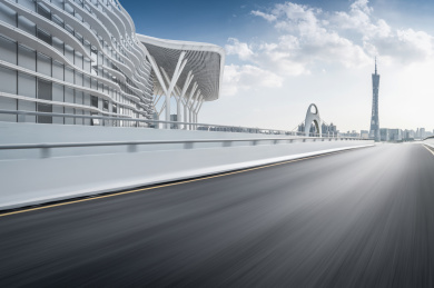 广州市容空旷的马路道路城市天际线