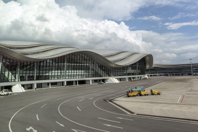 front view of boryspol airport terminal "d"