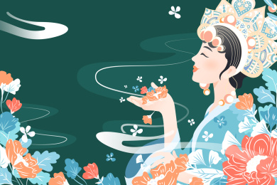 古代装扮的女人矢量插画