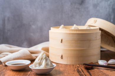 中国江苏无锡特产美食鲜肉小笼包