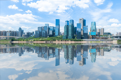 重庆江北江北嘴商务区倒影