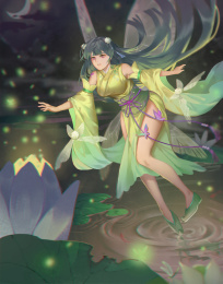 萤火虫少女飞舞在水面
