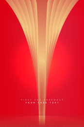 红色背景金色色块抽象数字创意海报