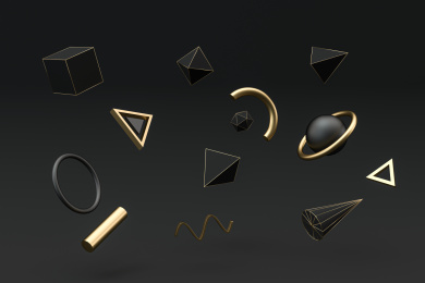 黑金配色风格几何体 3D渲染