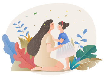 家庭人物温馨矢量插画