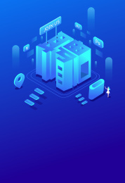 蓝色科技感2.5D招聘矢量插画