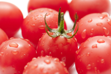 放在白色背景上的一堆圣女果