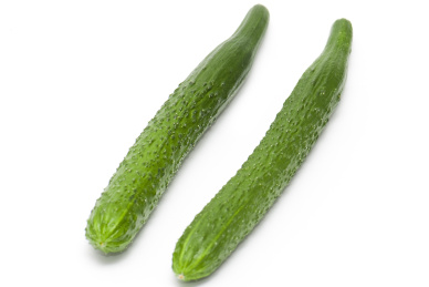 放在白色背景上的一根黄瓜