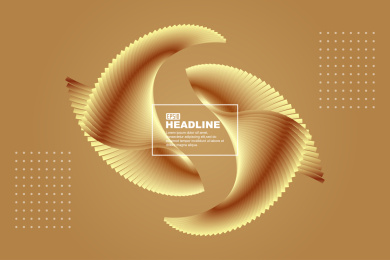 金色线条组成抽象双鱼图案，寓意年年有鱼。