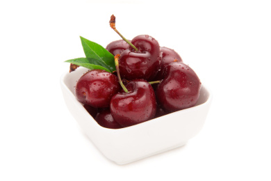 车厘子带叶子白底