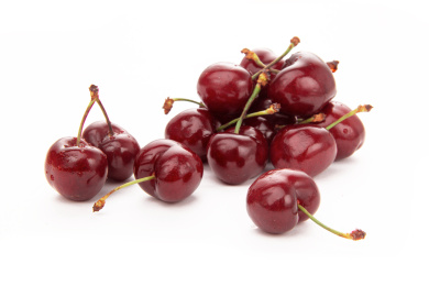 车厘子带叶子白底