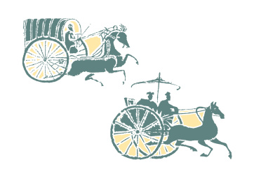 修复重绘古代青铜人马驾车兵马俑矢量图