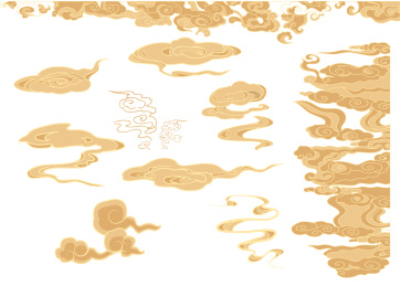 原创矢量手绘祥云线条简约元素中国风