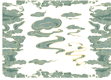 原创矢量手绘祥云线条简约元素中国风