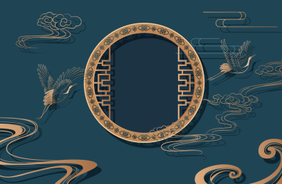 中国风传统云纹仙鹤背景