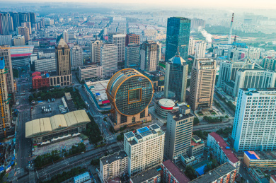 中国沈阳沈河区城市风光