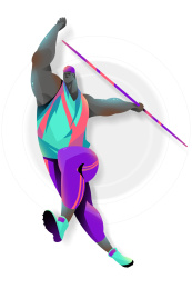 黑人男运动员投掷标枪的插画