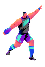 男运动员投掷铁饼的插画