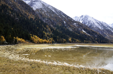 中国四川甘孜州康定莲花湖景区秋天的风光
