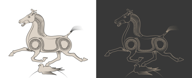 中国传统图样马超龙雀矢量插画设计素材