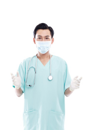 白色背景前的医护人员