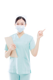 白色背景前的医护人员