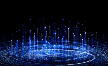 点线、宇宙漩涡，大数据概念的抽象背景。