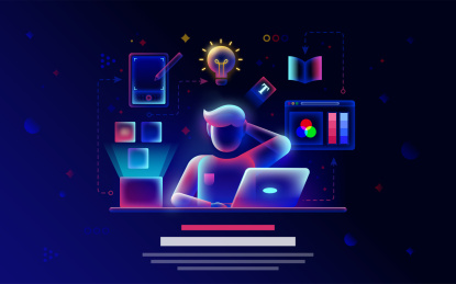 深色科技感设计师工作场景