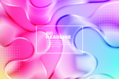 全息3D液态抽象形状，渐变流体海报背景。