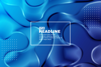 蓝色渐变液态抽象形状，渐变流体海报背景。