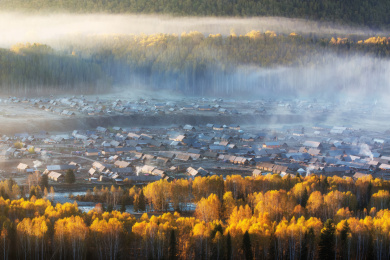 中国新疆禾木秋色
