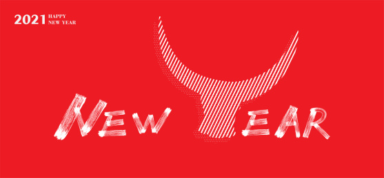 2021中国新年祝福，牛年大吉牛元素矢量
